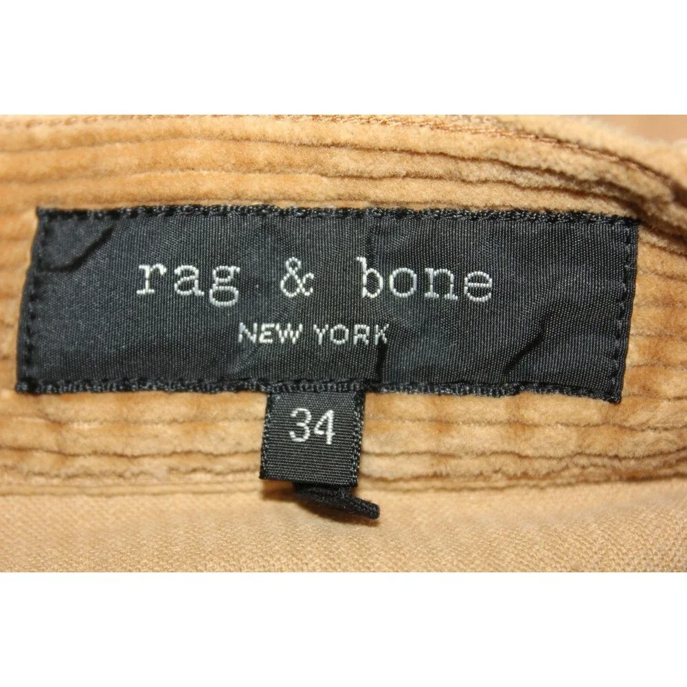 Rag & Bone Mens Corduroy Pants Tan Brown Flat Front Stretch 34